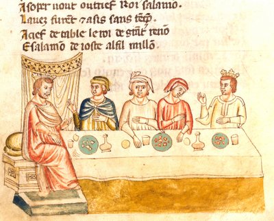 Maaltijd van de koning en zijn onderdanen. Miniatuur uit de 12e eeuw. Biblioteca Marciana Venetië door Unknown artist