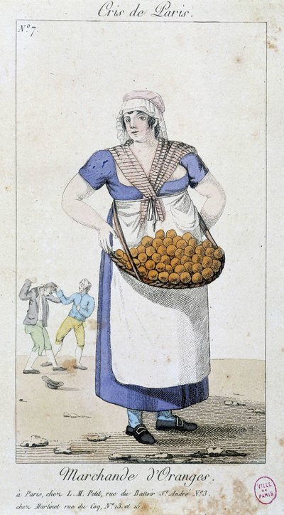 Sinaasappelverkoper - in "Cris de Paris", begin 19e eeuw door Unknown artist