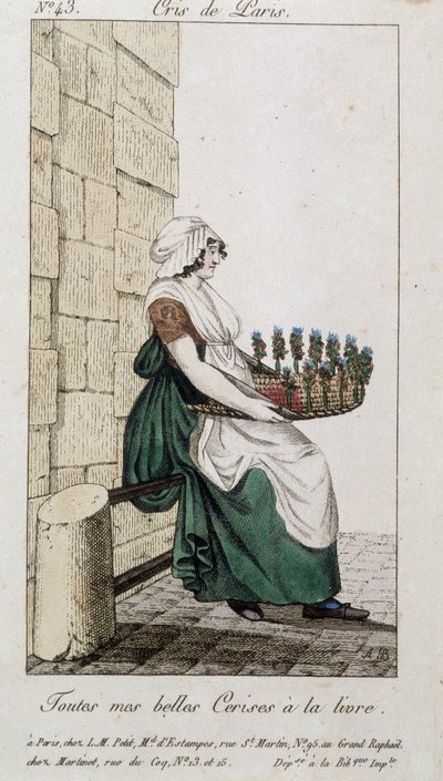Kersenverkoper - in "Cris de Paris", begin 19e eeuw door Unknown artist