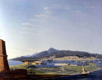 Messina gezien vanaf de Straat. Anoniem schilderij uit de 19e eeuw. door Unknown artist