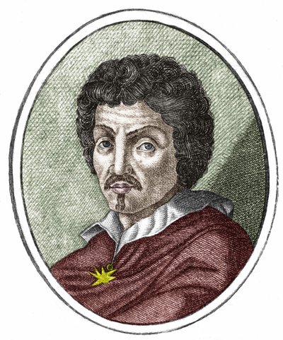 Michelangelo Merisi genaamd il Caravaggio of Caravaggio (1569 - 1609), gravure 17e eeuw door Unknown artist
