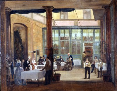 Milaan, eetkamer van het Rebecchino hotel. 1830 Stendhal, alleenstaand en zonder geld, woonde in dit hotel evenals in vele andere in Italië. Museo Milano, Milaan door Unknown artist