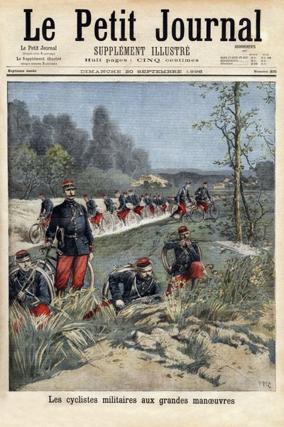 Militaire fietsers bij de grote manoeuvres door Unknown artist
