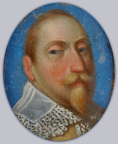 Miniatuur van Gustav II Adolf, koning van Zweden, ca. 1630 door Unknown artist