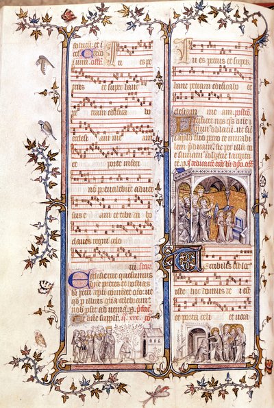 Missaal van Saint Denis, circa 1350. Miniatuur die Clotaire en Dagobert afbeeldt door Unknown artist