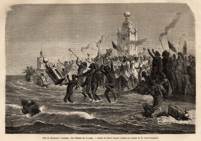 Moharum-festival, gevierd aan het begin van het jaar door de islamitische gemeenschap van India, na het maken van taboons, gouden papieren tempels die de graven van de imams imiteren en na ze door de straten te hebben gedragen, worden de taboons in zee geg door Unknown artist