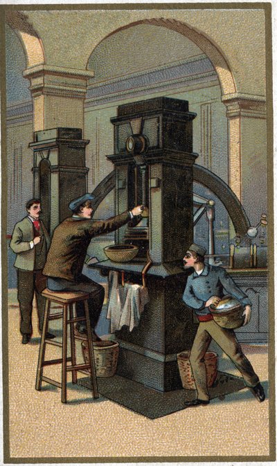 Monetaire pers Chromolithografie van het einde van de 19e eeuw door Unknown artist