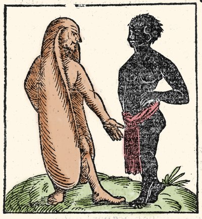 Monsterlijke wezens: twee Afrikaanse mannen, een van hen met lange oren om zich te beschermen tegen de zon en de kou. Wanneer een situatie hen intimideert, kunnen hun oren hen laten wegvliegen. Symbolisch laten ze hen beter luisteren naar het woord van God door Unknown artist