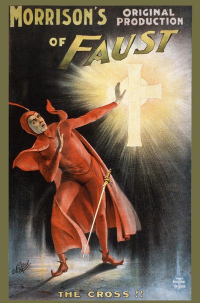 Morrison originele productie van Faust - het kruis! - poster voor een toneelstuk over Faust: 