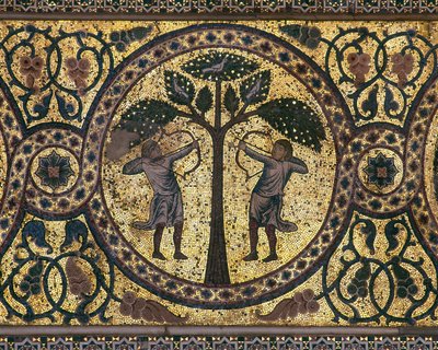 Mozaïek van de koninklijke jacht (detail), de Fonteinkamer, 1165-67 door Unknown