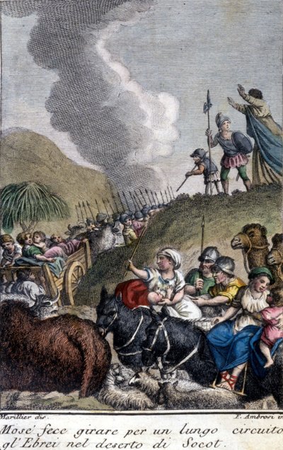 Mozes leidde het Joodse volk lange tijd in de Socot-woestijn door Unknown artist