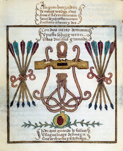 Motto van katholieke koningen. Embleem van katholieke koningen. Miniatuur in 