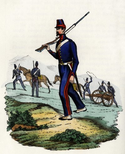 Bergartilleriebataljon van het Franse leger van Afrika in Algerije in 1830. In 
