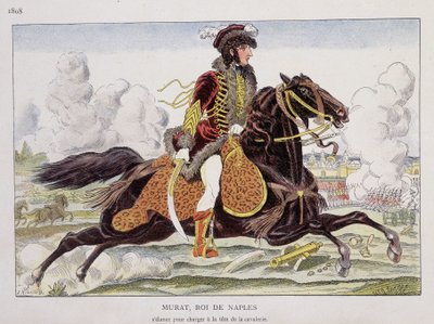 Murat (1767-1815), koning van Napels, leidt de aanval aan het hoofd van de cavalerie door Unknown artist