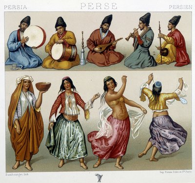 Muzikanten en dansers in Perzië - in 