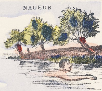 N: zwemmer door Unknown artist
