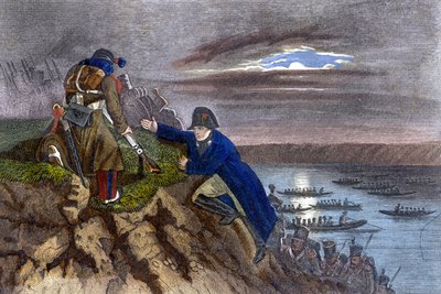Napoleon Bonaparte stak de Donau over in mei 1809 door Unknown artist