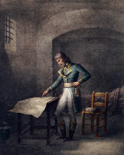 Napoleon I Bonaparte op het fortplein van Antibes op 10 augustus door Unknown artist