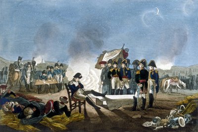 Napoleon I Bonaparte slaapt in het bivak aan de vooravond van de Slag bij Austerlitz op 1 december 1805 door Unknown artist