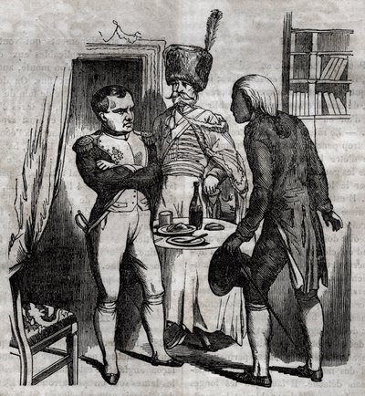 Napoleon I in de aanwezigheid van Jean Nicolas Corvisart (1755-1821) arts Engelse gravure in 