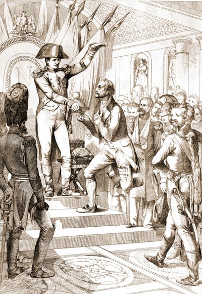 Napoleon deelde de orders van het Legioen van Eer uit in 1804. door Unknown artist