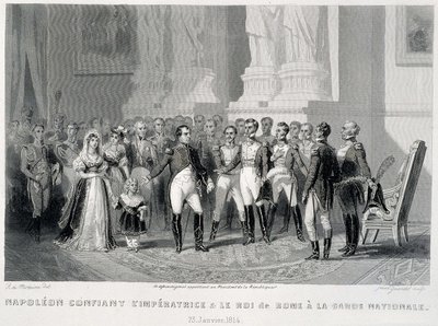 Napoleon vertrouwt de Keizerin en haar zoon, de Koning van Rome, toe aan de Nationale Garde (23 januari 1814) - in 