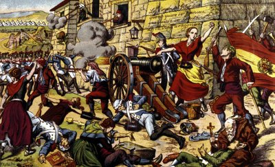Napoleontische oorlogen: Het beleg van Zaragoza (15 juni - 14 augustus) door Unknown artist