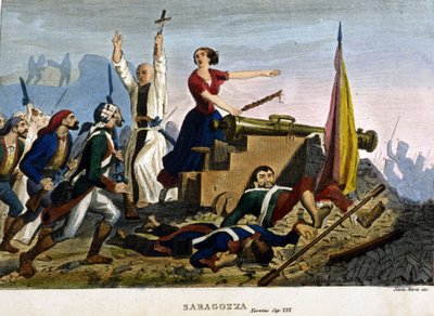 Napoleontische oorlogen: het beleg van Zaragoza (Zaragoza). 1808. Privécollectie, Milaan. door Unknown artist