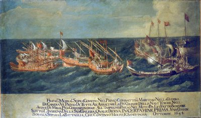 Zeeslag van Milo tijdens de Oorlog van Candia door Unknown artist