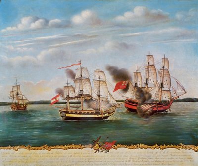 Zeegevecht van Guayaquil (Ecuador) tussen Spanje en Engeland op 2 oktober door Unknown artist