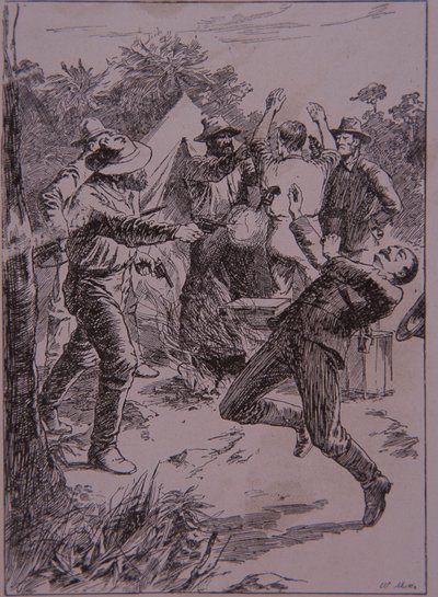 Ned Kelly doodt politieagent Lonigan bij Stringybark Creek in 1878 door Unknown artist