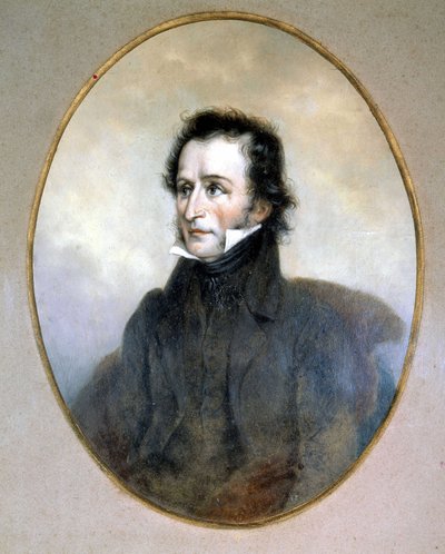 Niccolo Paganini (1782 - 1840). Aquarel. Scala Museum, Milaan door Unknown artist