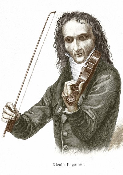 Niccolò Paganini (1782-1840) speelt op zijn Stradivarius (viool gemaakt door de Italiaanse vioolbouwer Antonio Stradivari) door Unknown artist