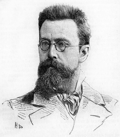 Nikolai Rimski-Korsakov (1844-1908), Russische componist. Gravure uit 1889. door Unknown artist