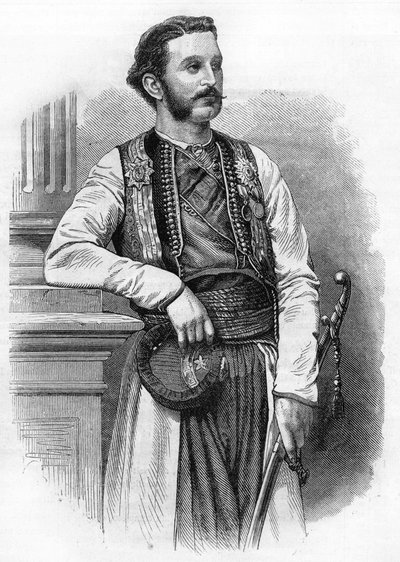 Nicholas I (1841-1921), in 1869. Prins van Montenegro, later koning van Montenegro. door Unknown artist