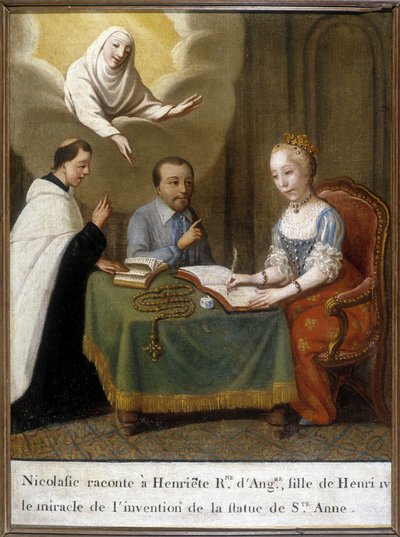 Nicolas vertelt Henriette Koningin van Engeland en dochter van Hendrik IV het wonder van de uitvinding van het standbeeld van Sint-Anna door Unknown artist