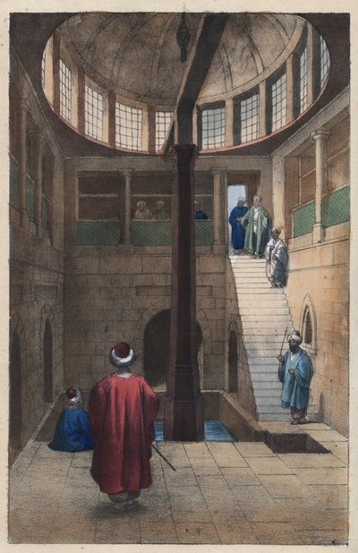 Nilometer (De nilometer - maat voor het niveau van de Nijl in Egypte) gravure uit 