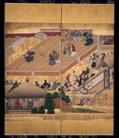 Noh Spel: Funa Benkei (zesdelig scherm) door Unknown artist