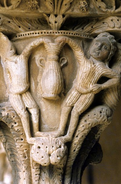Normandische kunst in Monreale (Sicilië): kapitelen van het klooster van de Benedictijnen door Unknown artist