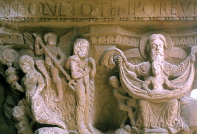 Normandische kunst in Monreale (Sicilië): kapitelen van het klooster van de Benedictijnen die Christus en God voorstellen door Unknown artist