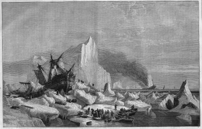 Noorse ijsgevangen schepen aan de Spitzbergkust in de Noordelijke IJszee. door Unknown artist