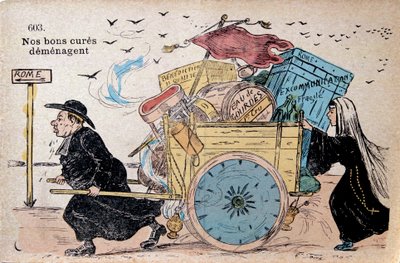 Non en parochie verbannen naar Rome vanwege wet uit 1905 die Kerk en Staat scheidt door Unknown Artist