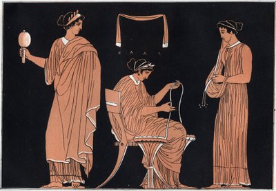 Odyssee van Homerus: Penelope en haar dienaren - gravure uit Usi e Costumi di Tutti i Popoli dell