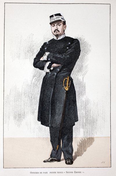 Vredesofficier, Kleine Tweede Keizerrijk Kleding (1852-1870). Kleurgravure, ter illustratie van 