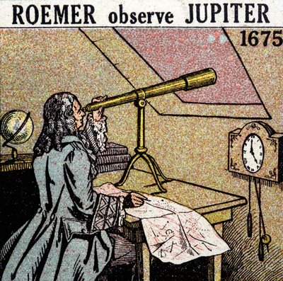 Ole Christensen Romer (Olaus Roemer), Deense astronoom (1644-1710) observeert de verduisteringen van de satellieten van Jupiter door Unknown artist