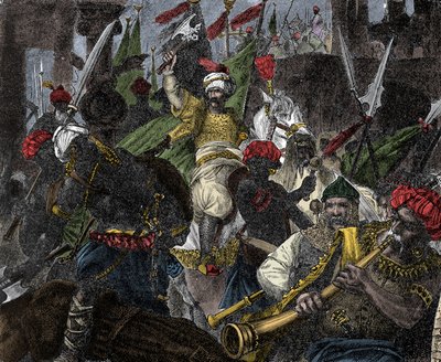 Op 29 mei 1453, bestorming van Constantinopel door Muhammad II, sultan van het Ottomaanse Rijk - Verovering van Constantinopel: het leger van de Ottomaanse sultan Mehmet II (Mehmed II de Veroveraar of Muhammad II Fatih) (1430-1481) belegerde de stad Consta door Unknown artist