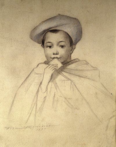 Origineel portret gebruikt als logo voor de dozen koekjes 