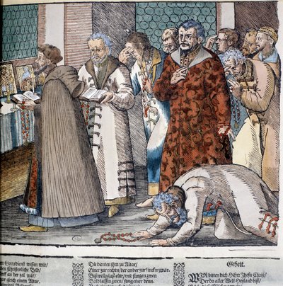 Orthodoxe mis in Rusland. Gravure door Unknown artist