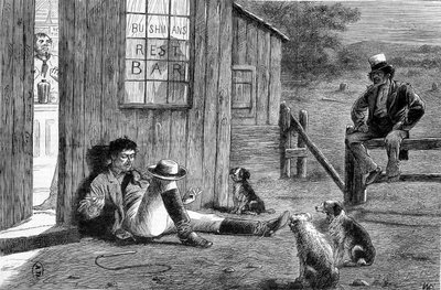 Buiten een bush taverne in Australië door Unknown artist