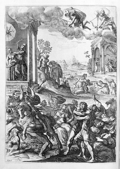 Ovidius - illustratie voor boek 15 - (P. Ovidii Nasonis Metamorphose libri XV met notities van TH. Farnabii.) notitie door Thomas Farnaby (Farnabia) (1575-1647) door Unknown artist